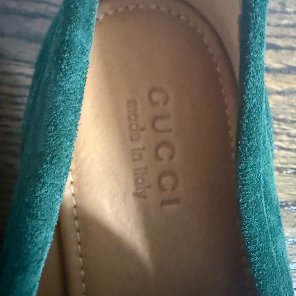 $1,090 Gucci Green Suede Loafers men’s 9 - Picture 5 of 12